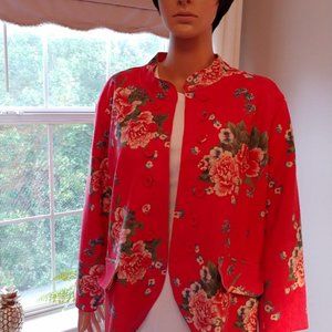Faux Suede Floral Jacket